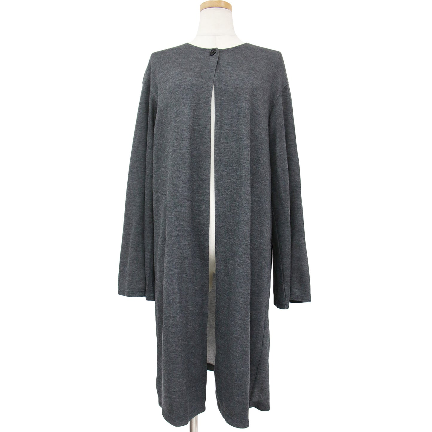 カシミヤブレンド ロング カーディガン /クルーネック ダブルフェイス ジャージー素材 240703