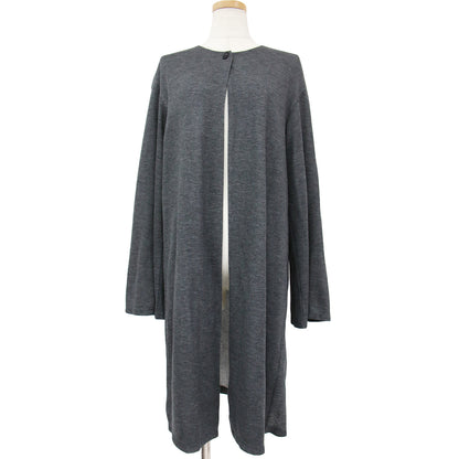 カシミヤブレンド ロング カーディガン /クルーネック ダブルフェイス ジャージー素材 240703