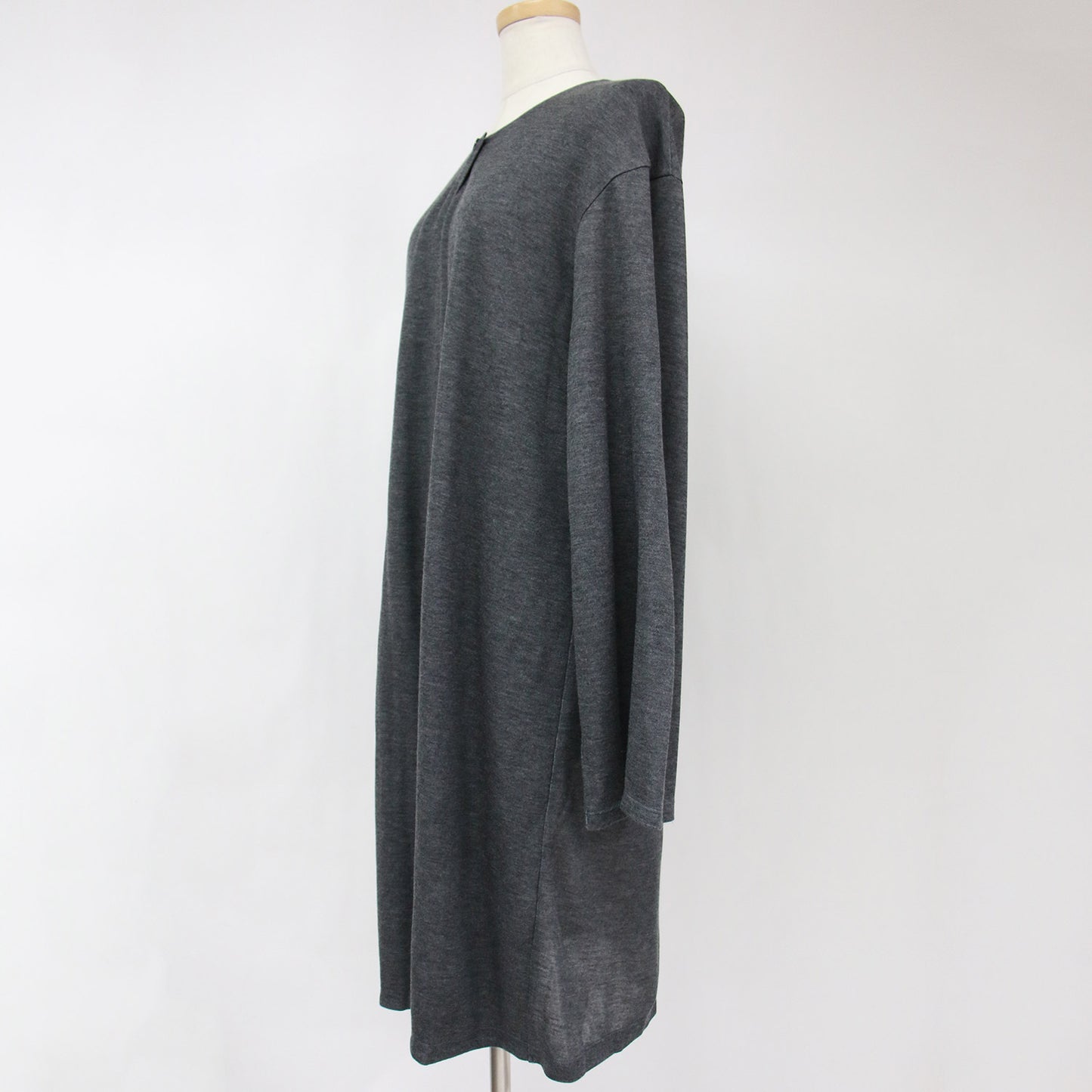 カシミヤブレンド ロング カーディガン /クルーネック ダブルフェイス ジャージー素材 240703
