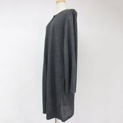 カシミヤブレンド ロング カーディガン /クルーネック ダブルフェイス ジャージー素材 240703