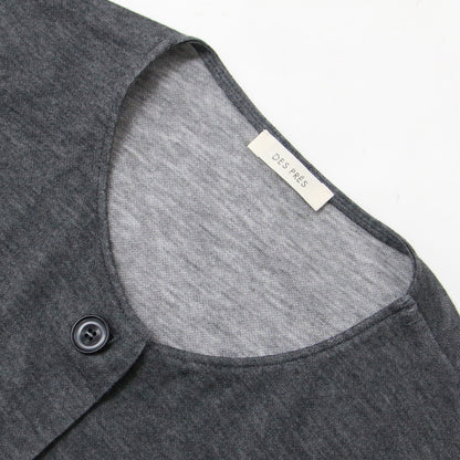 カシミヤブレンド ロング カーディガン /クルーネック ダブルフェイス ジャージー素材 240703