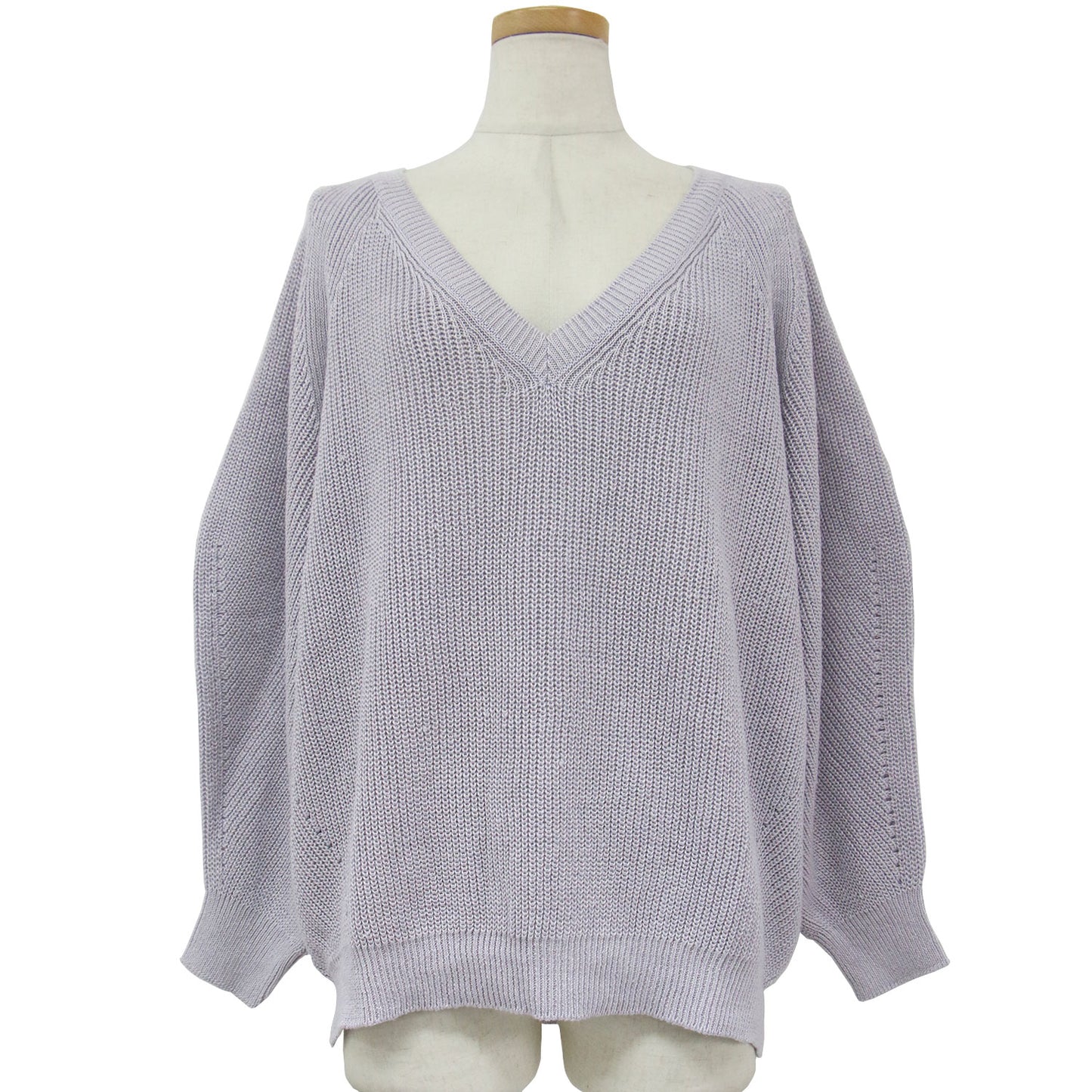 ニット プルオーバー Vネック ボリュームスリーブ 長袖 ローゲージ オーバーサイズ サマーニット リネン 麻 240422
