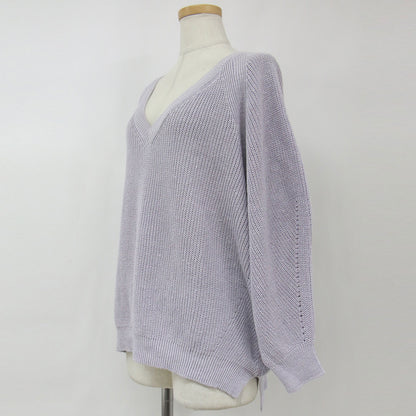 ニット プルオーバー Vネック ボリュームスリーブ 長袖 ローゲージ オーバーサイズ サマーニット リネン 麻 240422