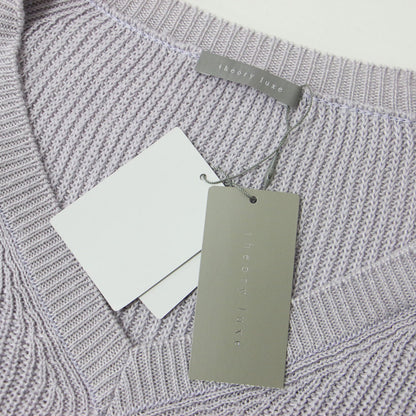 ニット プルオーバー Vネック ボリュームスリーブ 長袖 ローゲージ オーバーサイズ サマーニット リネン 麻 240422