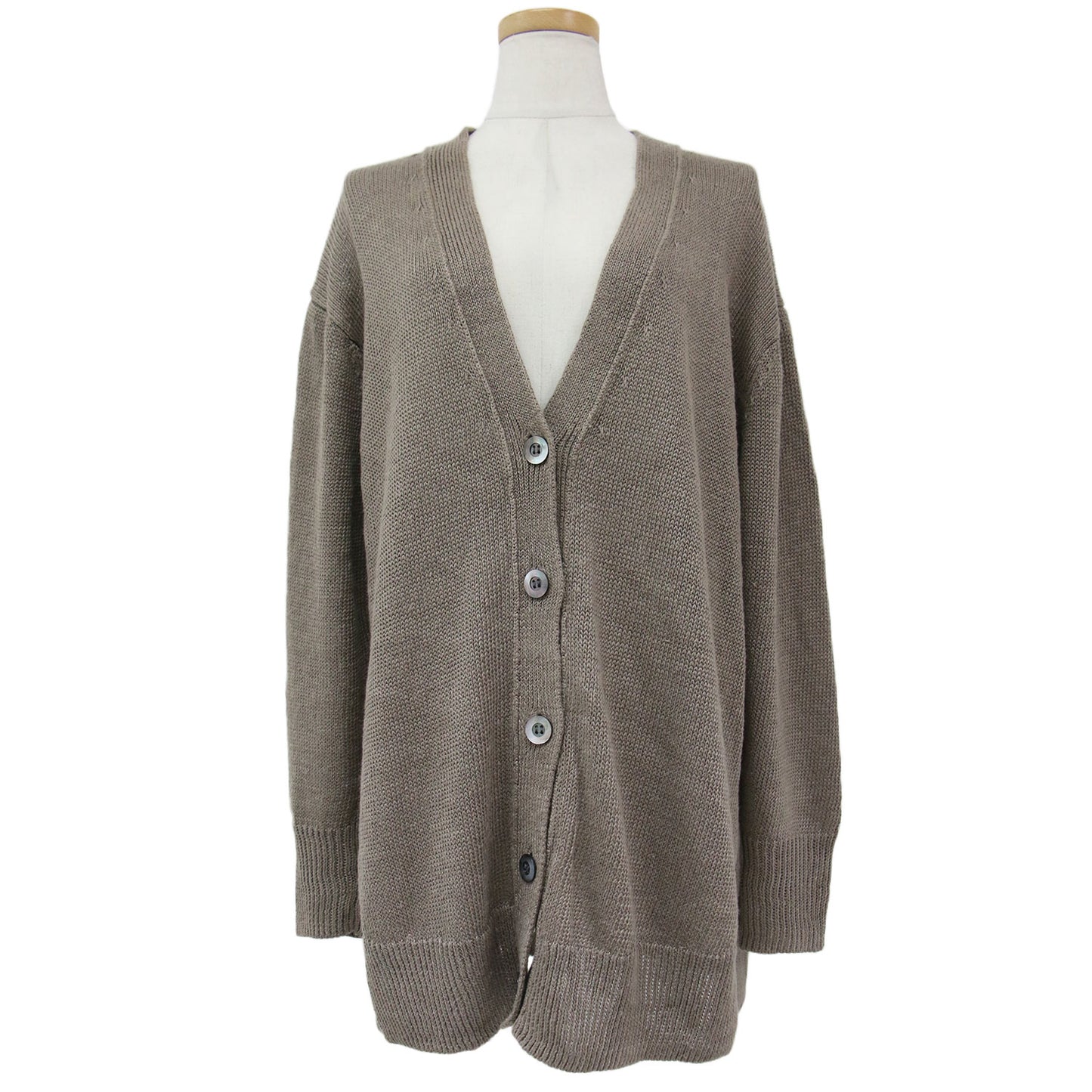 カーディガン ニット ミドル丈 Vネック オーバーサイズ ベーシック リネン 麻 23春夏 240618