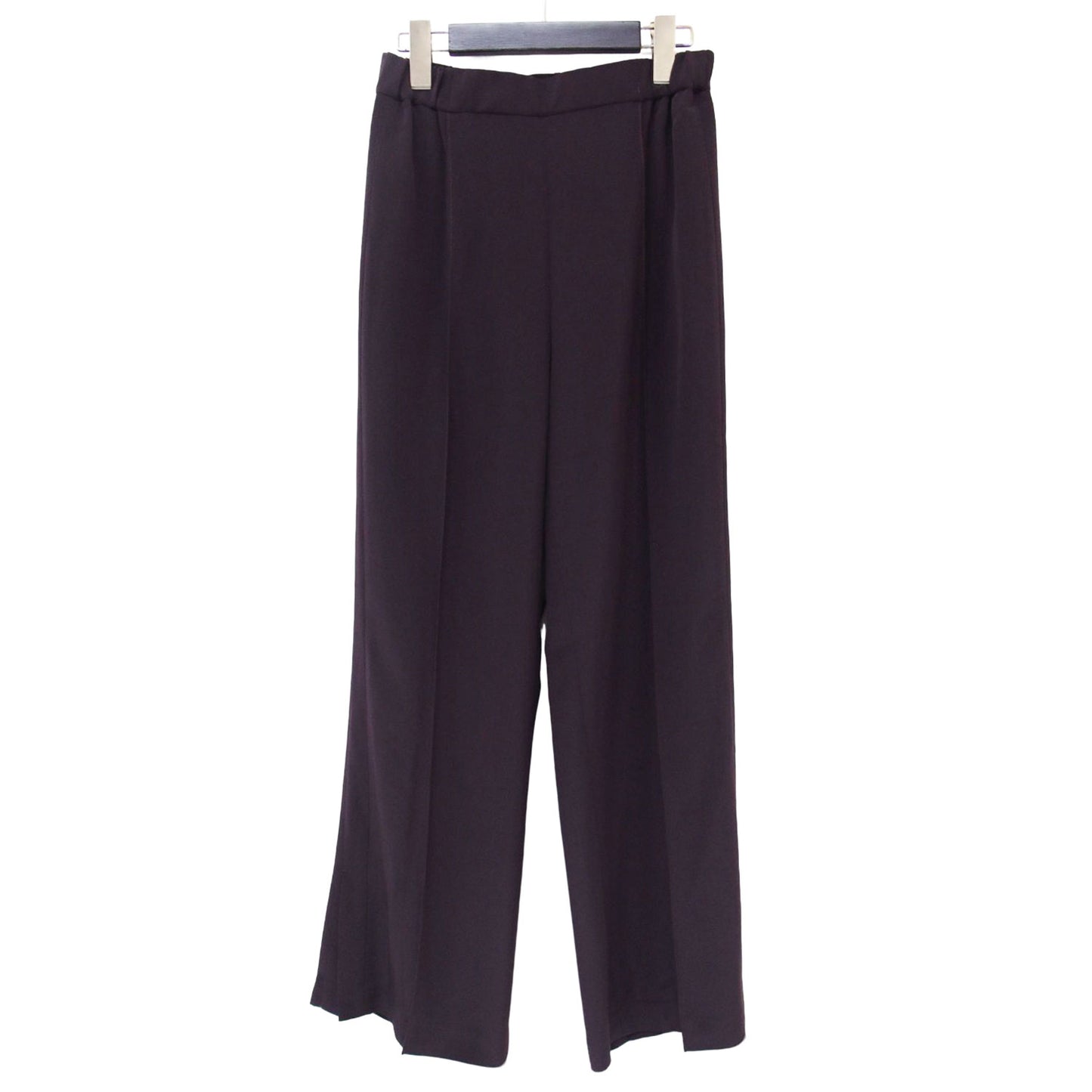 イージー フレア パンツ / サテン センタープレスステッチ サイドスリット ウエストゴム 241121