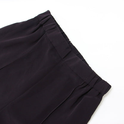 イージー フレア パンツ / サテン センタープレスステッチ サイドスリット ウエストゴム 241121