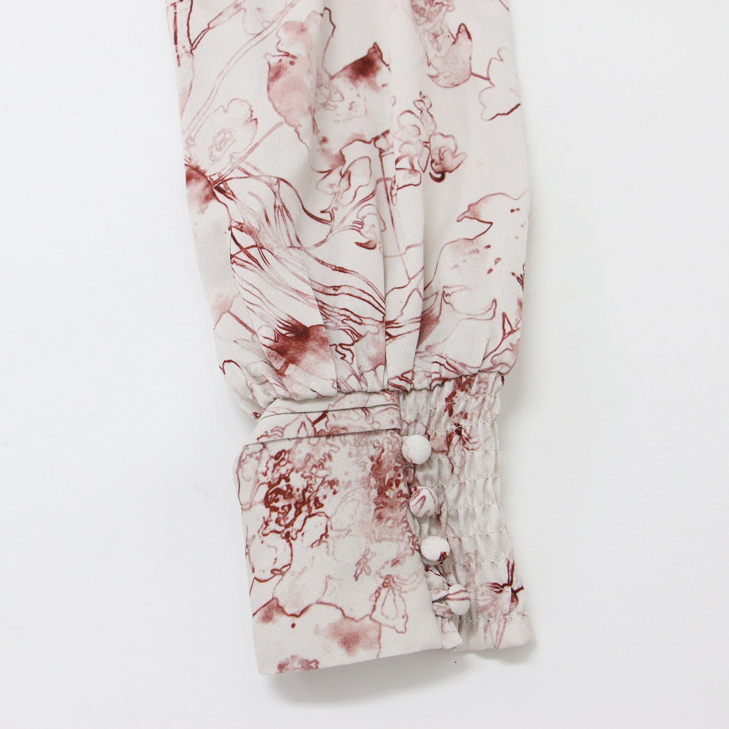 ワンピース ドレス ロング マキシ フレア Vネック 長袖 シャーリング ウエストゴム ギャザー ボタニカル フラワープリント 花柄 ポリエステル 23秋冬 240513