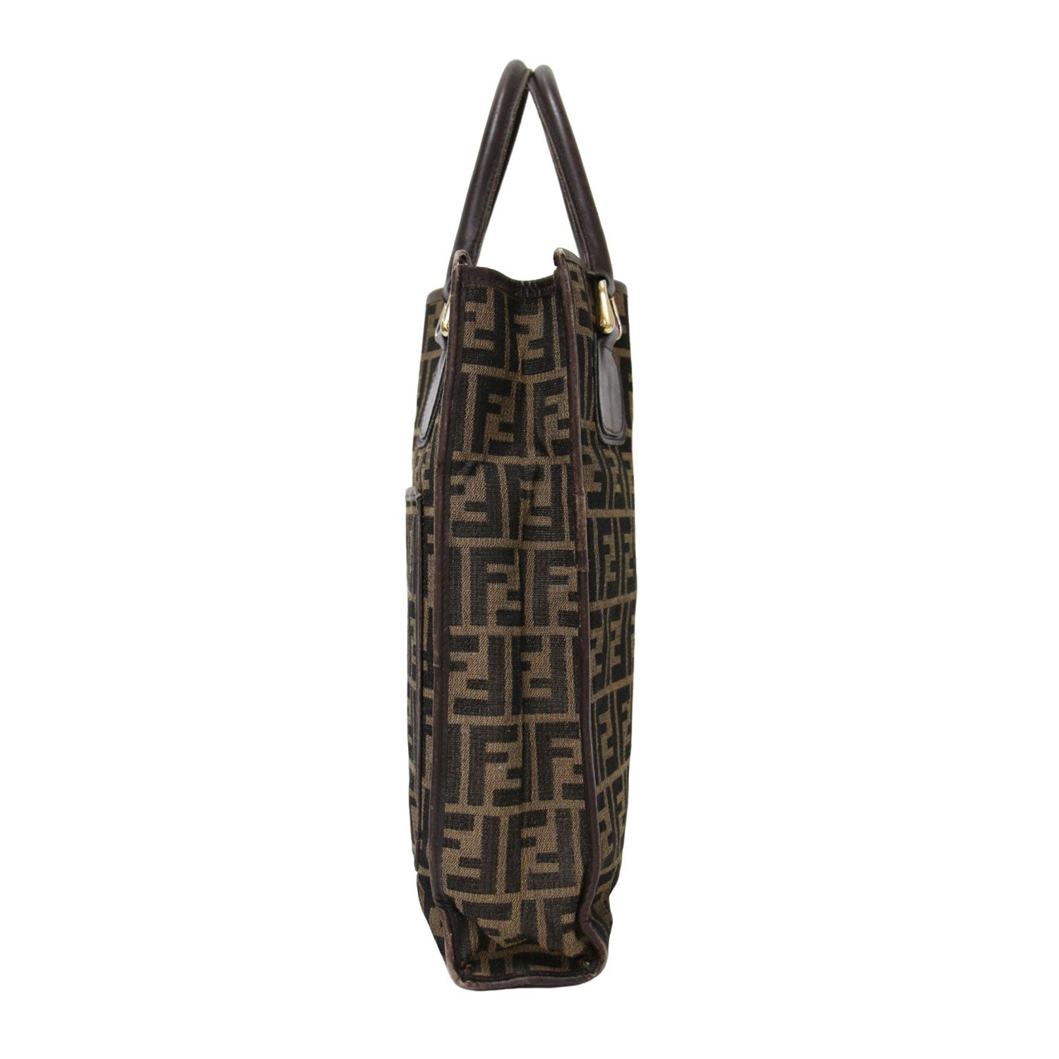 FENDI (フェンディ) ズッカ柄 キャンバス トートバッグ / レザー 