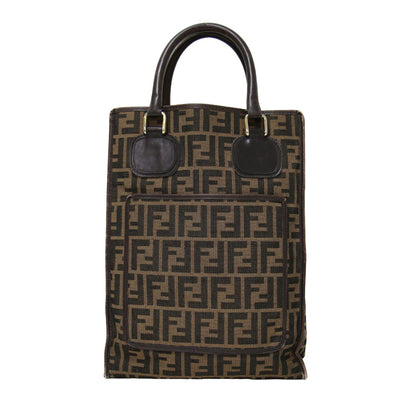 FENDI (フェンディ) ズッカ柄 キャンバス トートバッグ / レザー 