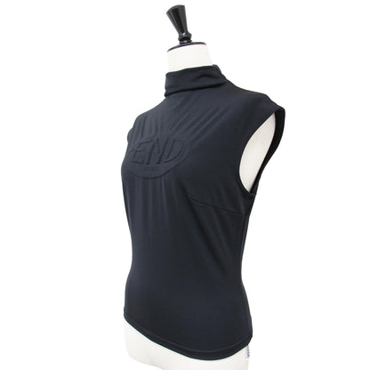 ハイネック ノースリーブ カットソー / エンボス ロゴ イタリア製 ヴィンテージ 241029