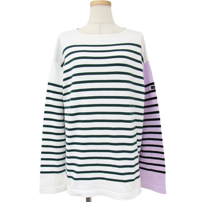 ADAM ET ROPE 別注 ボートネック ボーダー Tシャツ / カットソー オーバーサイズ コットン 長袖 240813