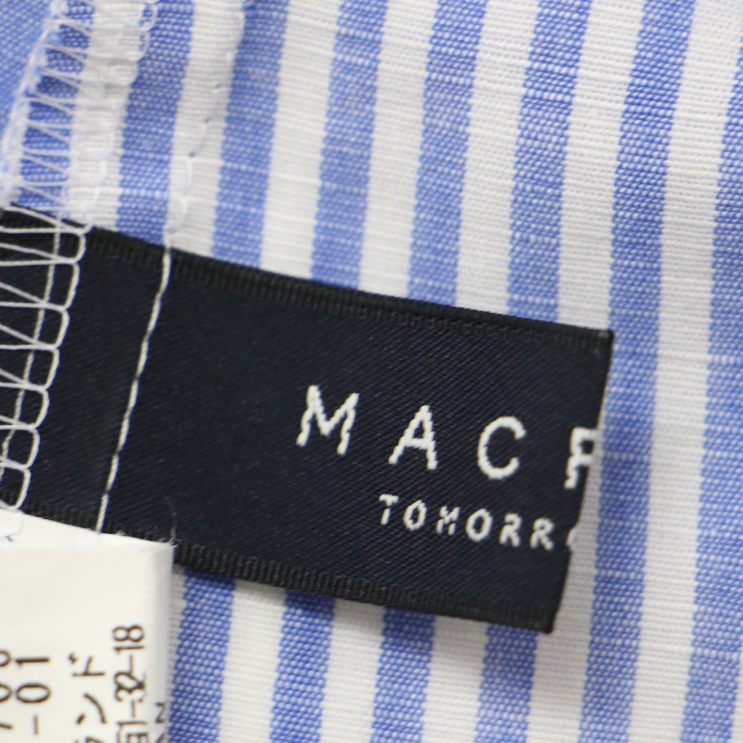 ストライプ コットンリネン 5分袖 ギャザー ブラウス / ボリュームスリーブ シャツ 240904