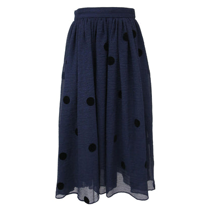 23春夏 ドット柄 ギャザー ロング スカート / フレアスカート