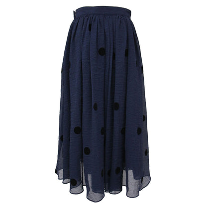 23春夏 ドット柄 ギャザー ロング スカート / フレアスカート