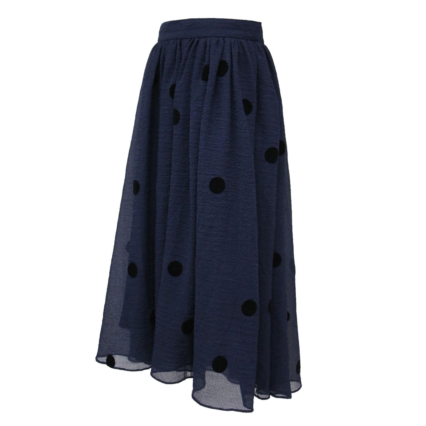 23春夏 ドット柄 ギャザー ロング スカート / フレアスカート