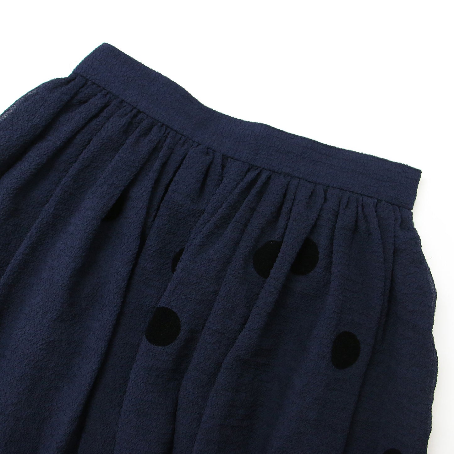 23春夏 ドット柄 ギャザー ロング スカート / フレアスカート