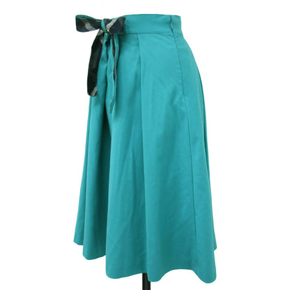 リボン フレア ミディ スカート / Aライン タック チェック柄 ウエストゴム 241121