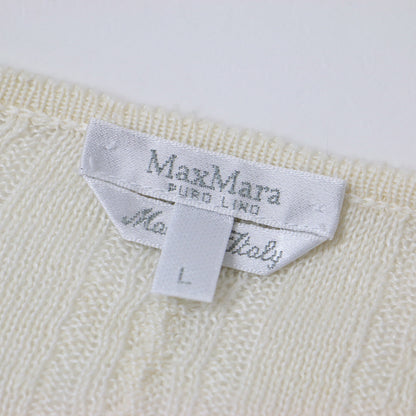 クルーネック ケーブル ニット カーディガン / 長袖 ホック リネン 240603