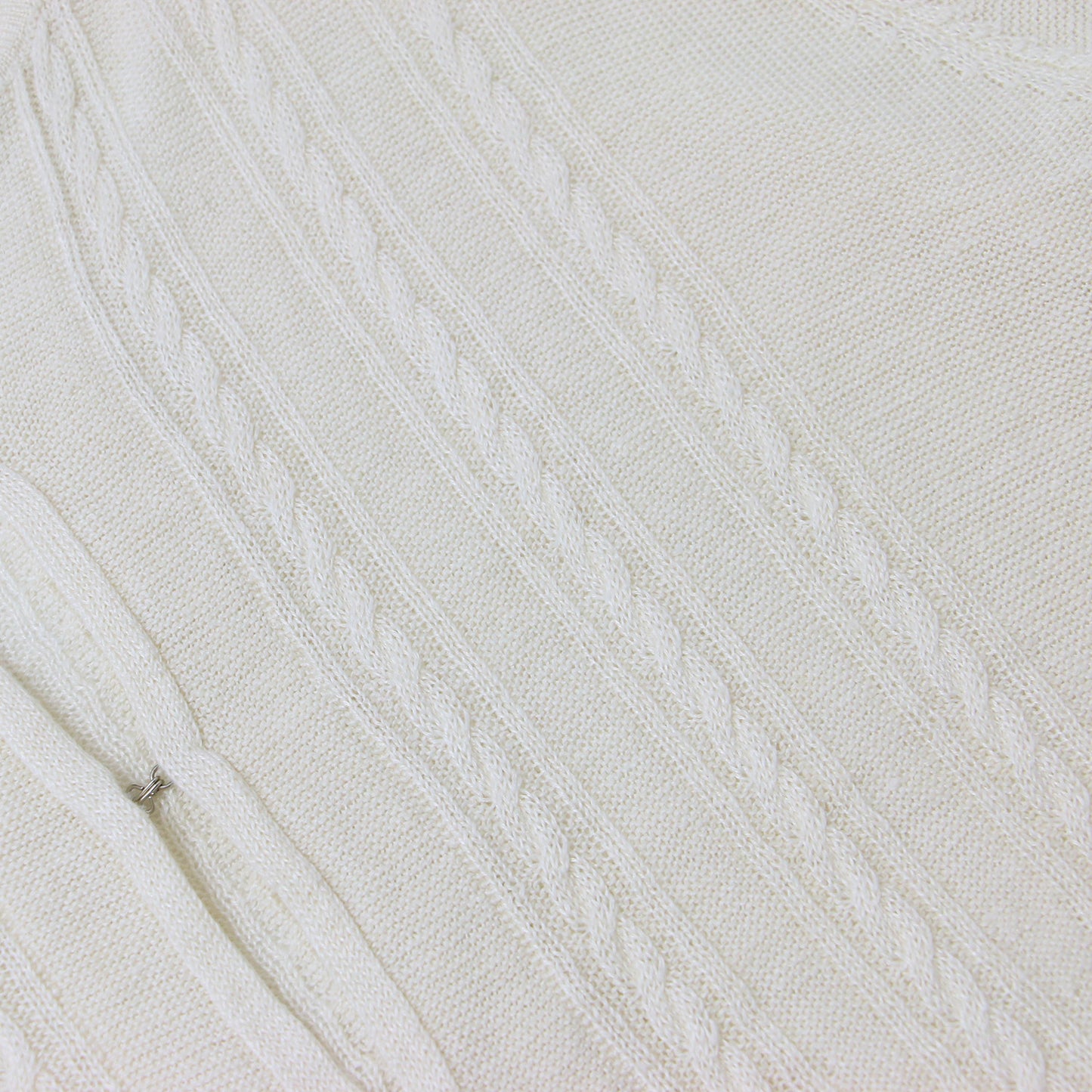 クルーネック ケーブル ニット カーディガン / 長袖 ホック リネン 240603