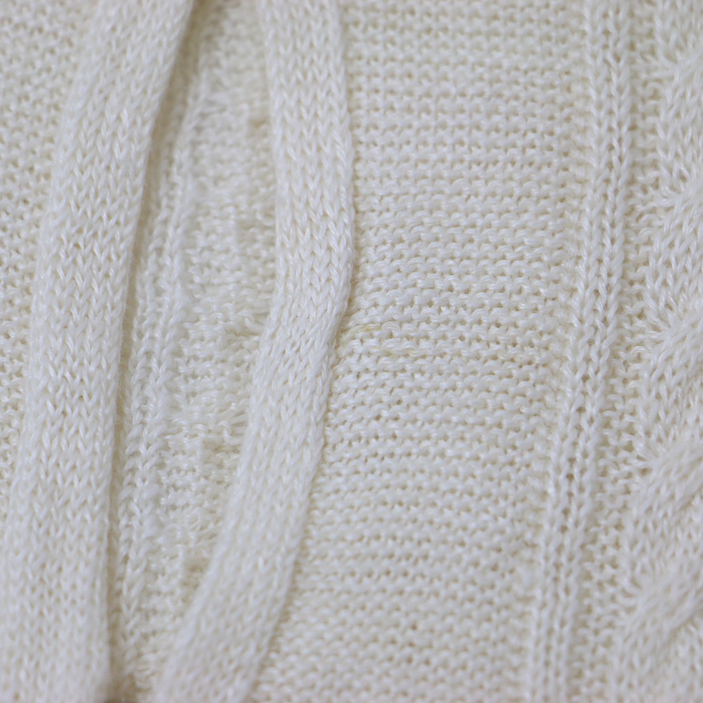 クルーネック ケーブル ニット カーディガン / 長袖 ホック リネン 240603