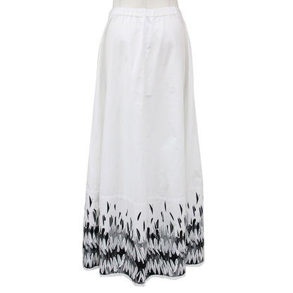 フェザープリント コットン マキシ丈 フレア スカート / ロング Aライン 240814