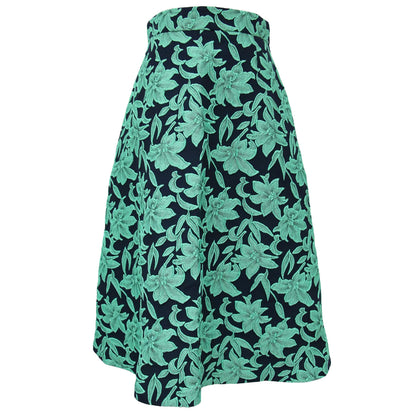 ビッグフラワー ジャガード フレア ミディ スカート / Aライン 花柄 240808