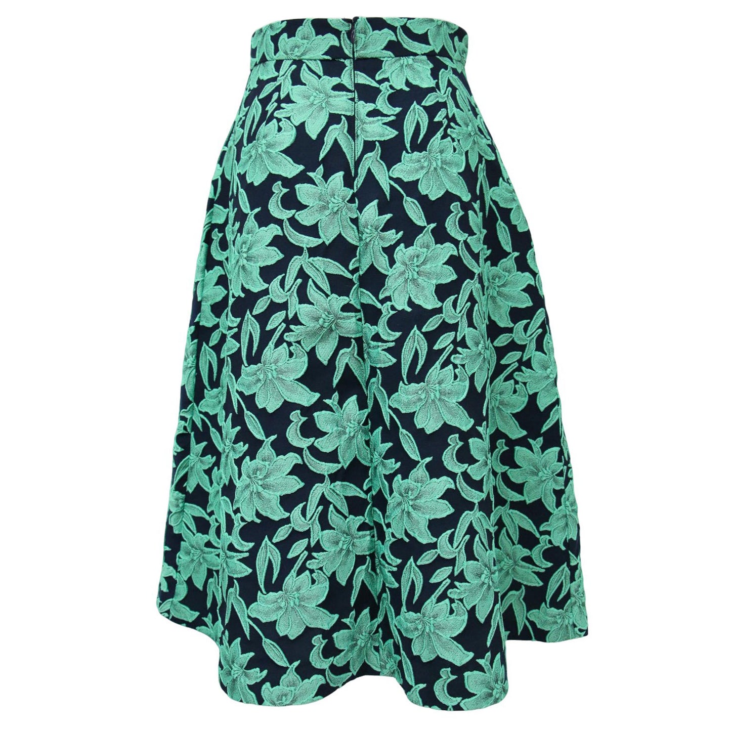 ビッグフラワー ジャガード フレア ミディ スカート / Aライン 花柄 240808