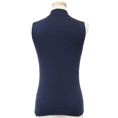 コットン ハイネック ノースリーブ ニット / プルオーバー リブ素材 240808