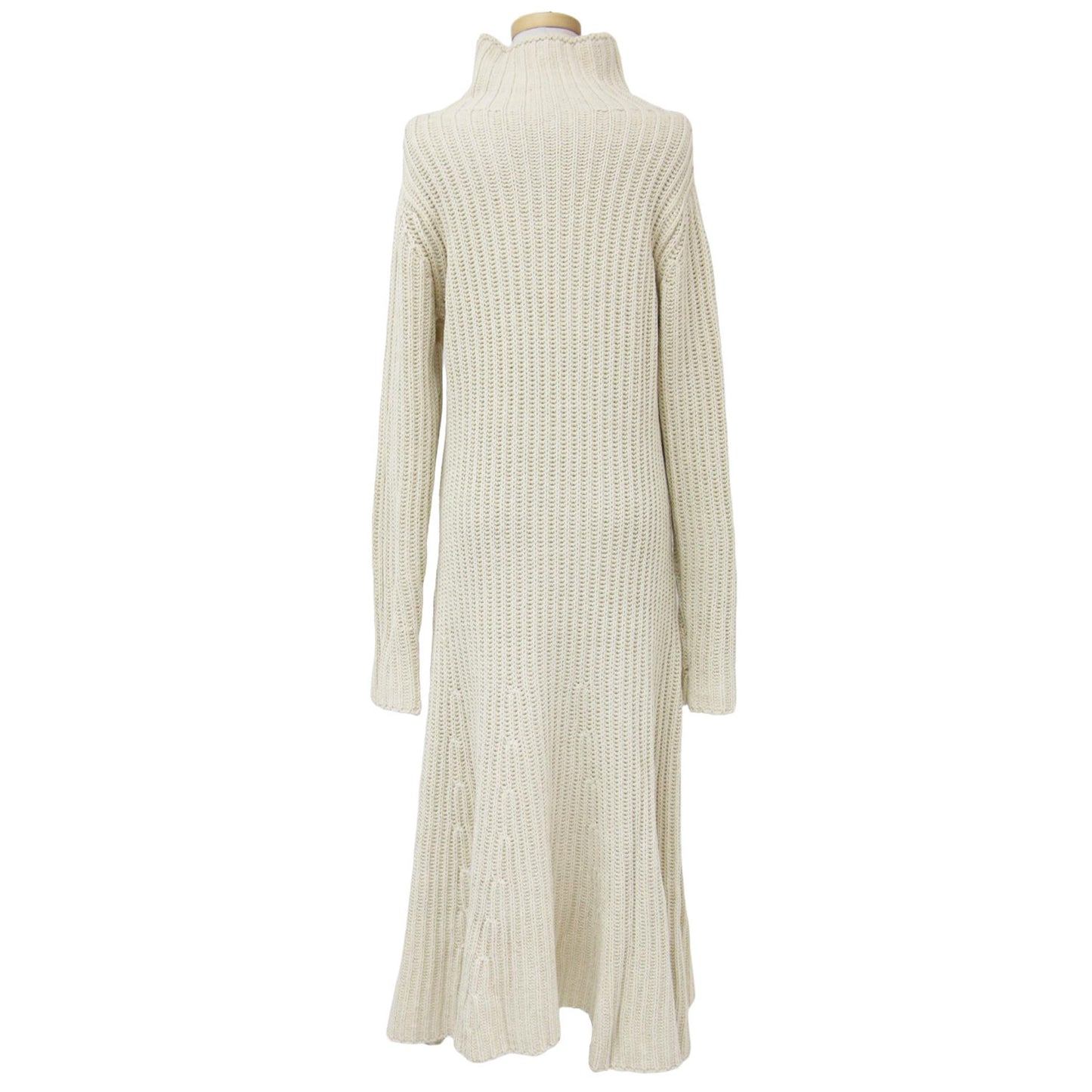 23秋冬 タートルネック ニット フレア ロング ワンピース / 長袖 リブ コットン マキシ 240731