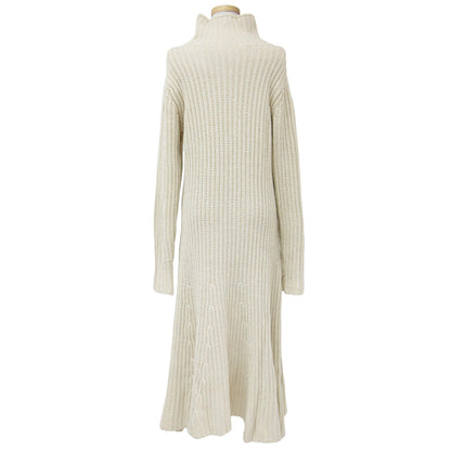 23秋冬 タートルネック ニット フレア ロング ワンピース / 長袖 リブ コットン マキシ 240731