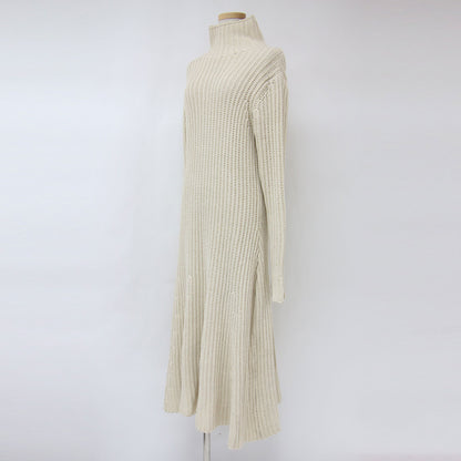 23秋冬 タートルネック ニット フレア ロング ワンピース / 長袖 リブ コットン マキシ 240731