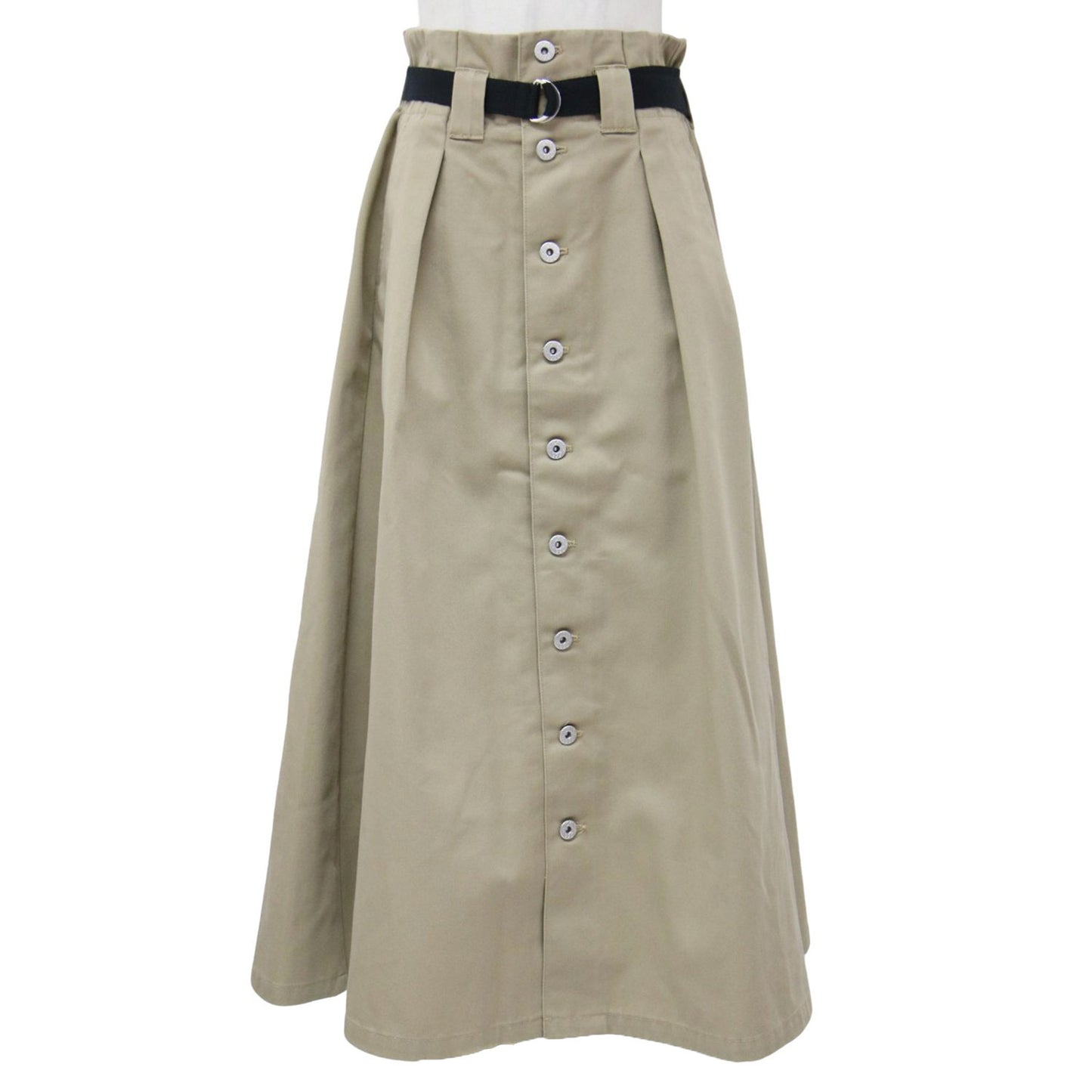 Dickies コラボ ベルト付き フレア ロング スカート / マキシ タック フロントボタン 240904