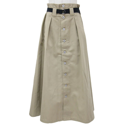 Dickies コラボ ベルト付き フレア ロング スカート / マキシ タック フロントボタン 240904