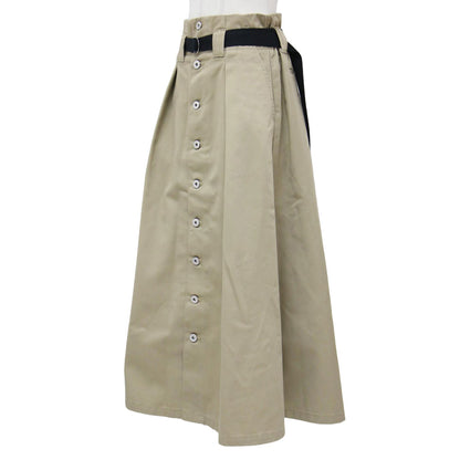 Dickies コラボ ベルト付き フレア ロング スカート / マキシ タック フロントボタン 240904