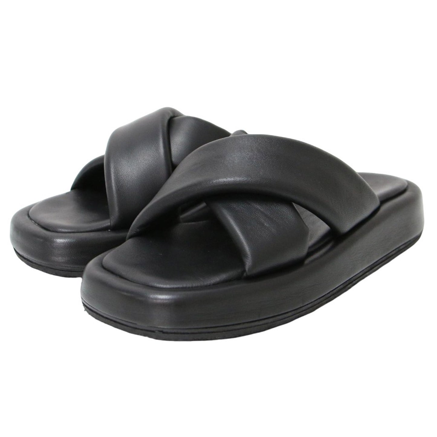 24春夏 クロスベルト レザー サンダル / プラットフォーム 厚底  240813