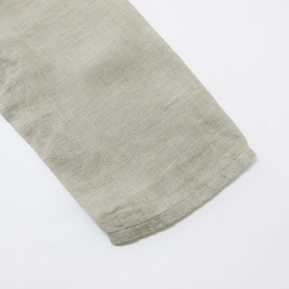 リネン カシュクール プルオーバー ブラウス / 長袖 Vネック シャツ 240821