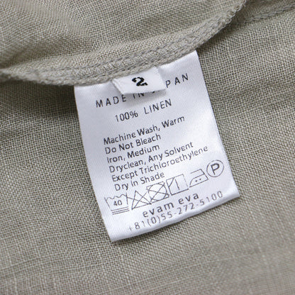 リネン カシュクール プルオーバー ブラウス / 長袖 Vネック シャツ 240821