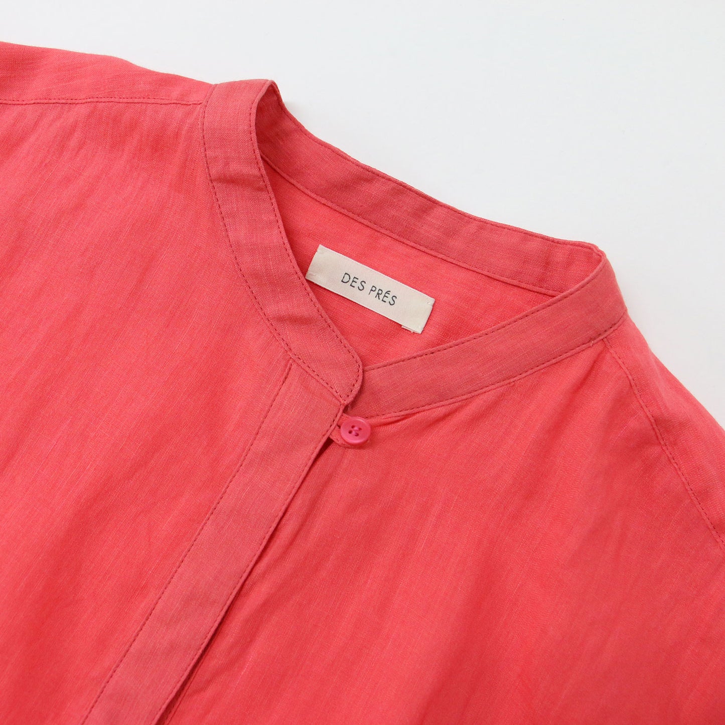 23春夏 リネン ラミー シルク フレンチスリーブ ブラウス / バンドカラー 半袖  240905