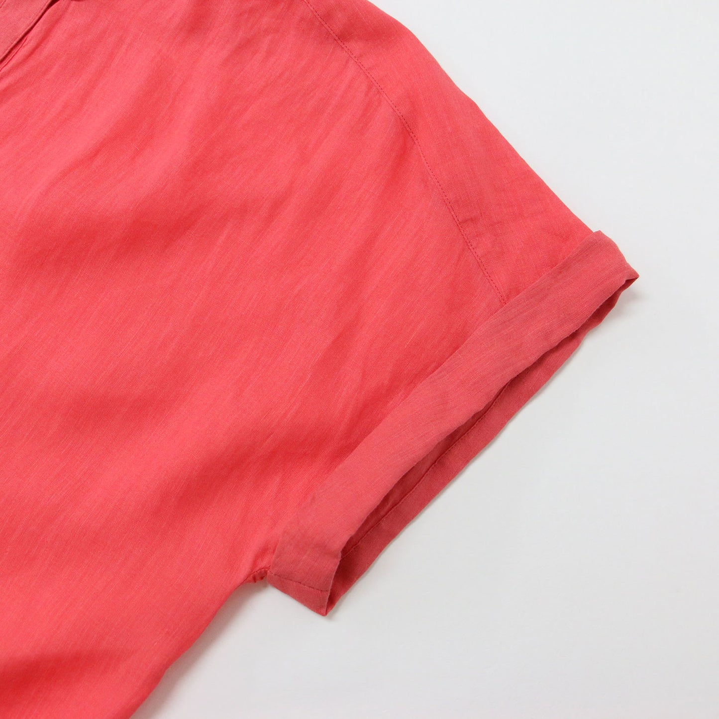 23春夏 リネン ラミー シルク フレンチスリーブ ブラウス / バンドカラー 半袖  240905