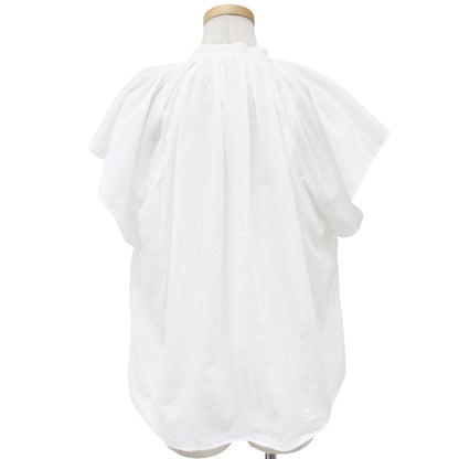 コットンローン ネックギャザー ブラウス / シャツ フレアスリーブ Aライン 240904