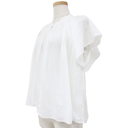 コットンローン ネックギャザー ブラウス / シャツ フレアスリーブ Aライン 240904