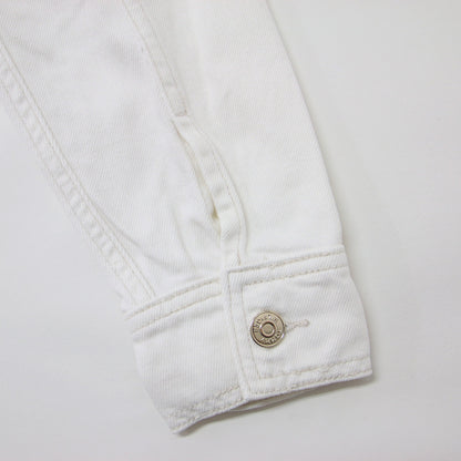 オーバーサイズ デニム ジャケット / コットン Gジャン ビッグシルエット ホワイトデニム