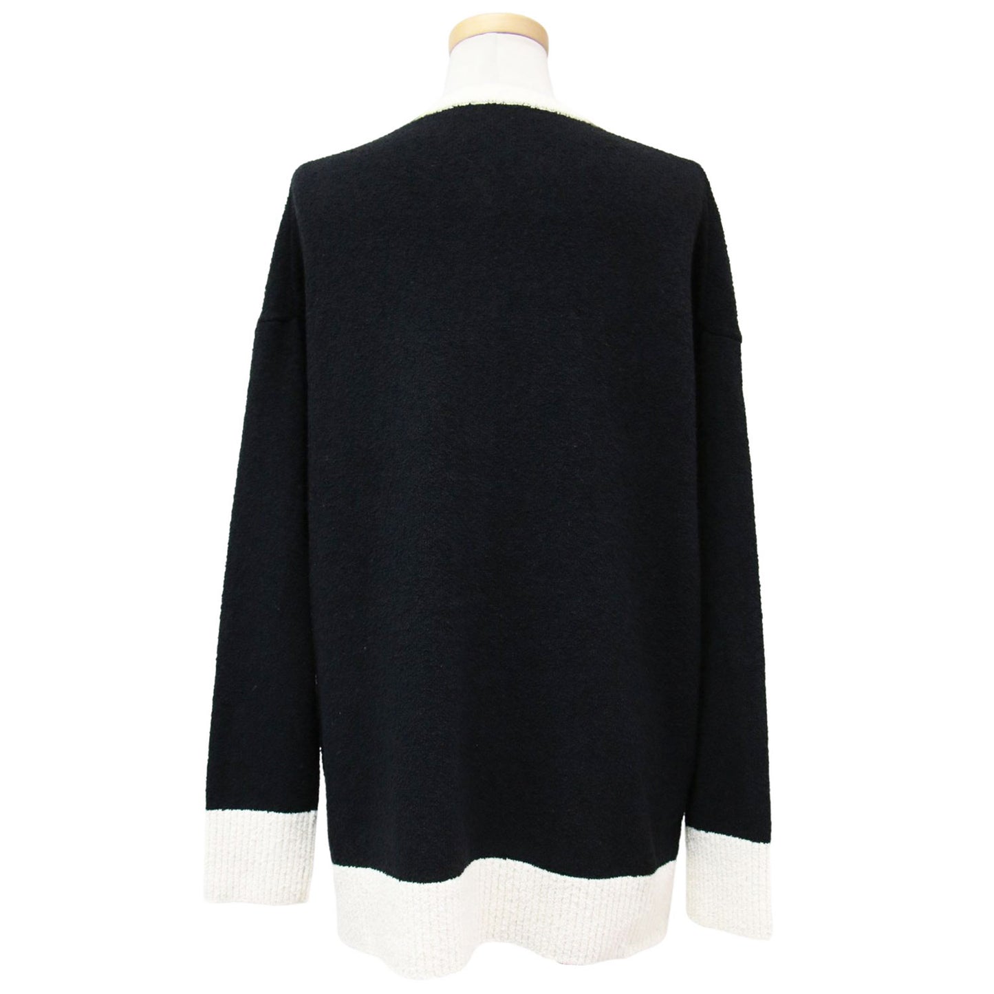 バイカラー パールボタン ニット カーディガン / 長袖 コットン