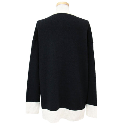 バイカラー パールボタン ニット カーディガン / 長袖 コットン