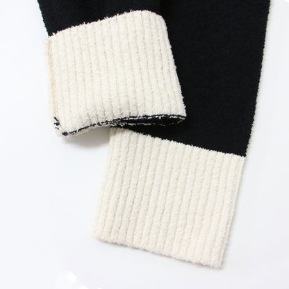 バイカラー パールボタン ニット カーディガン / 長袖 コットン