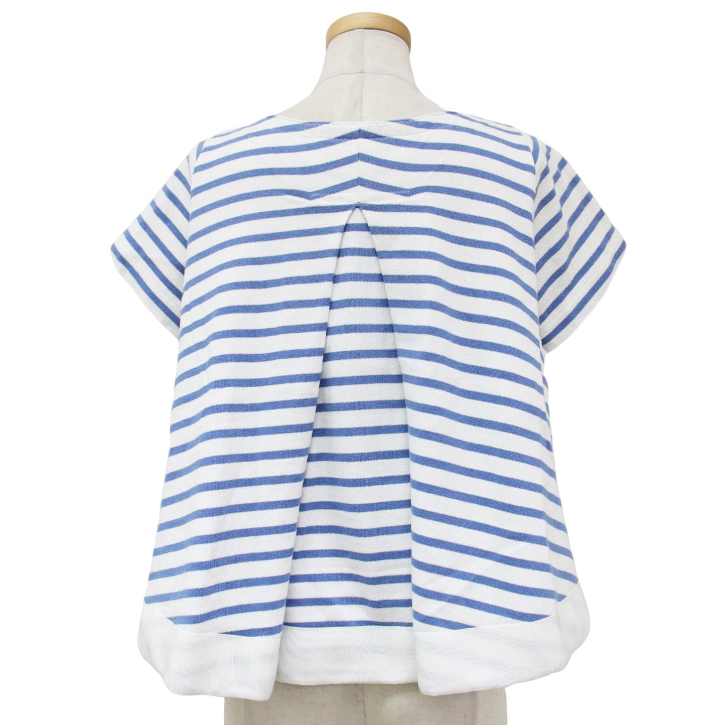 コットン ボートネック ショートスリーブ ボーダー カットソー / プルオーバー Tシャツ 半袖 フレア ヘムライン