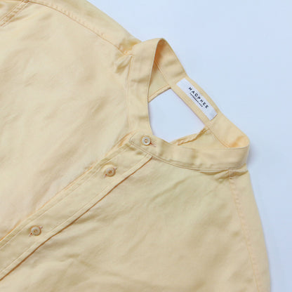 23春夏 コットン モールスキン バンドカラー ロング シャツ ワンピース / 長袖 スリット