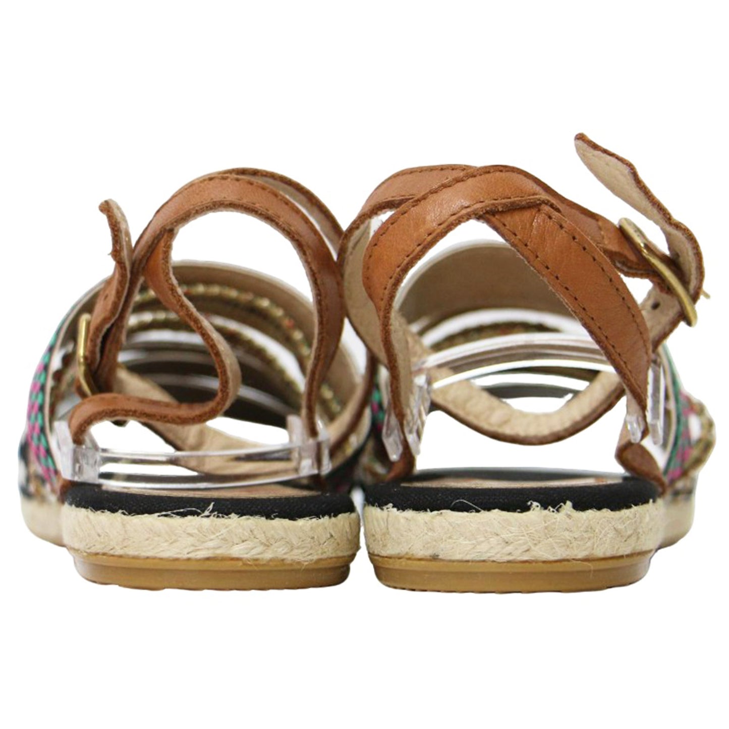 ビジュー チロリアンテープ アンクルストラップ フラット サンダル