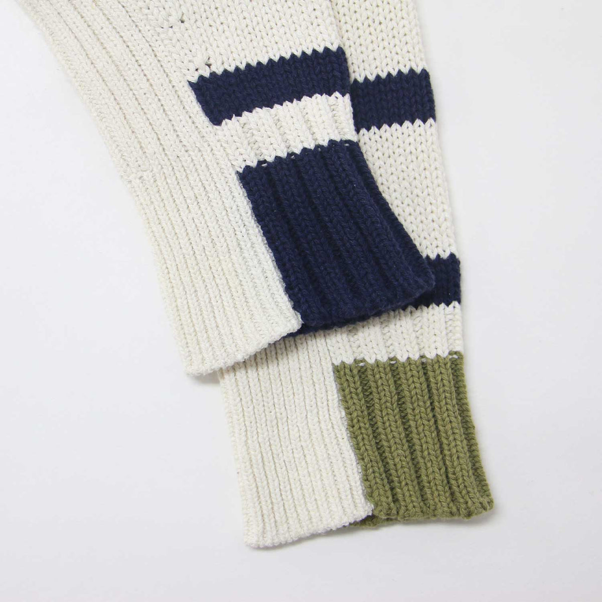 ボーダー テクニック カーディガン / ニット 長袖 Vネック 配色 コットン シルク